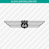 Route 66 Wings SVG Vector Silhouette Cameo Cricut Cut File Clipart Png Dxf Eps