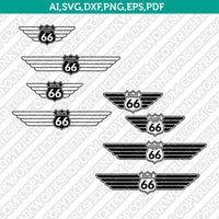 Route 66 Wings SVG Vector Silhouette Cameo Cricut Cut File Clipart Png Dxf Eps