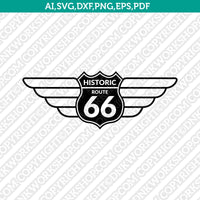 Route 66 Wings SVG Vector Silhouette Cameo Cricut Cut File Clipart Png Dxf Eps