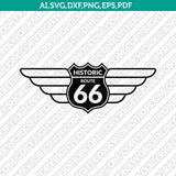 Route 66 Wings SVG Vector Silhouette Cameo Cricut Cut File Clipart Png Dxf Eps