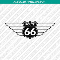 Route 66 Wings SVG Vector Silhouette Cameo Cricut Cut File Clipart Png Dxf Eps