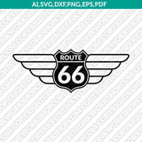 Route 66 Wings SVG Vector Silhouette Cameo Cricut Cut File Clipart Png Dxf Eps