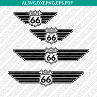 Route 66 Wings SVG Vector Silhouette Cameo Cricut Cut File Clipart Png Dxf Eps