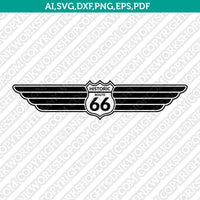 Route 66 Wings SVG Vector Silhouette Cameo Cricut Cut File Clipart Png Dxf Eps
