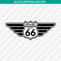 Route 66 Wings SVG Vector Silhouette Cameo Cricut Cut File Clipart Png Dxf Eps