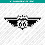 Route 66 Wings SVG Vector Silhouette Cameo Cricut Cut File Clipart Png Dxf Eps
