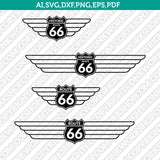 Route 66 Wings SVG Vector Silhouette Cameo Cricut Cut File Clipart Png Dxf Eps
