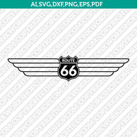 Route 66 Wings SVG Vector Silhouette Cameo Cricut Cut File Clipart Png Dxf Eps