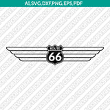 Route 66 Wings SVG Vector Silhouette Cameo Cricut Cut File Clipart Png Dxf Eps
