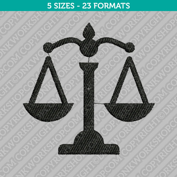 Scale Justice Symbol Embroidery Design - 5 Sizes - INSTANT DOWNLOAD