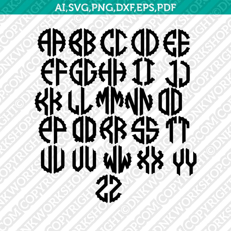 Scalloped Gear Wheels Cogs Circle Monogram Letter Font Alphabet SVG ...
