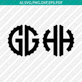 Scalloped Gear Wheels Cogs Steampunk Circle Monogram Letter Font Alphabet SVG Cut File Vector Cricut Silhouette Cameo Clipart Png Dxf Eps
