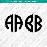 Scalloped Gear Wheels Cogs Steampunk Circle Monogram Letter Font Alphabet SVG Cut File Vector Cricut Silhouette Cameo Clipart Png Dxf Eps