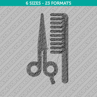 Scissors and Comb Barber Shop Embroidery Design - 6 Sizes - INSTANT DOWNLOAD