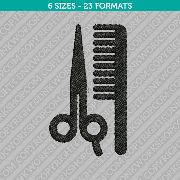 Scissors and Comb Barber Shop Embroidery Design - 6 Sizes - INSTANT DOWNLOAD