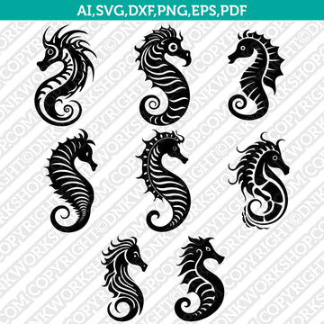 Seahorse mascot SVG cut file