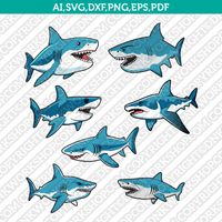 Cute Shark Svg Cricut Laser Cut File Clipart Silhouette Cameo Vector 