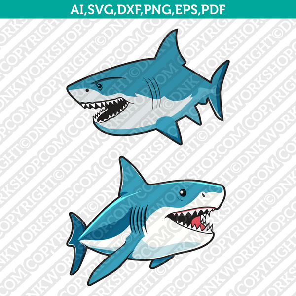 Cute Shark Svg Cricut Laser Cut File Clipart Silhouette Cameo