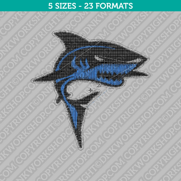 Shark Embroidery Design - 5 Sizes - INSTANT DOWNLOAD