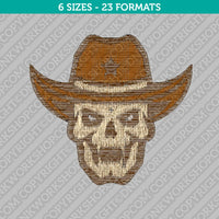 Sheriff Cowboy Skull Embroidery Design - 6 Sizes - INSTANT DOWNLOAD