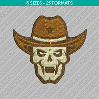 Sheriff Cowboy Skull Embroidery Design - 6 Sizes - INSTANT DOWNLOAD