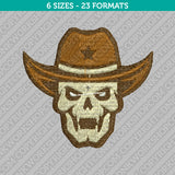 Sheriff Cowboy Skull Embroidery Design - 6 Sizes - INSTANT DOWNLOAD
