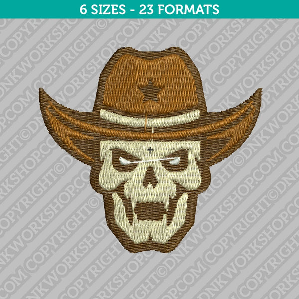 Sheriff Cowboy Skull Embroidery Design - 6 Sizes - INSTANT DOWNLOAD