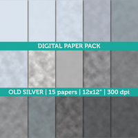 Silver Old Vintage Digital Paper Watercolor Textured 12x12 300 dpi