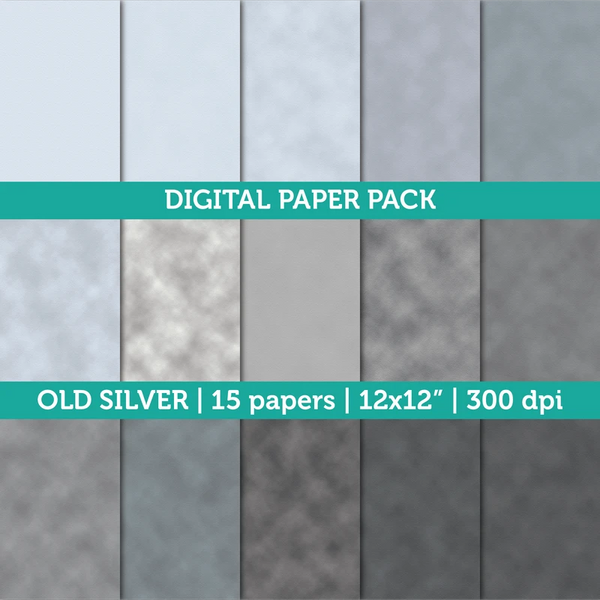 Silver Old Vintage Digital Paper Watercolor Textured 12x12 300 dpi