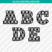 Skull Letters Bones Fonts Alphabet Lettering Birthday Party SVG Vector Silhouette Cameo Cricut Cut File Clipart Png Dxf Eps