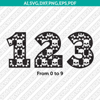 Skull Numbers Bones SVG Vector Silhouette Cameo Cricut CutFile Clipart Png Dxf Eps Scrapbook Card Making Greeting Invitations Birthday Party