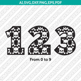 Skull Numbers Bones SVG Vector Silhouette Cameo Cricut CutFile Clipart Png Dxf Eps Scrapbook Card Making Greeting Invitations Birthday Party