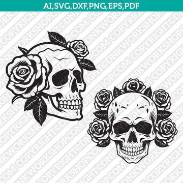 Skull Roses SVG Cut File for Cricut and Silhouette Cameo