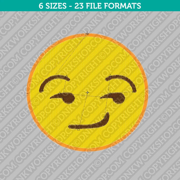 Smirk Face Emoji Emoticon Machine Embroidery Design - 7 Sizes - INSTANT DOWNLOAD