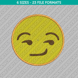 Smirk Face Emoji Emoticon Machine Embroidery Design - 7 Sizes - INSTANT DOWNLOAD