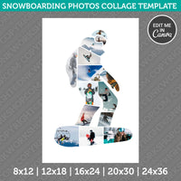 Snowboarding Photo Collage Template Canva PDF