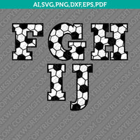 Soccer Ball Football Team Letters Fonts Alphabet Lettering Birthday Party SVG Vector Silhouette Cameo Cricut Cut File Clipart Png Dxf Eps