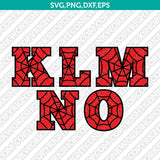 Spider Web Spiderman Number Font Alphabet SVG Cut File Vector Silhouette Cricut PNG