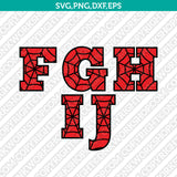 Spider Web Spiderman Number Font Alphabet SVG Cut File Vector Silhouette Cricut PNG