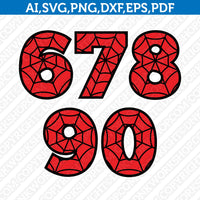 Spiderman Spider Web Numbers SVG Vector Cricut Cut File Clipart Png Eps Dxf