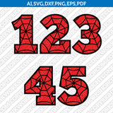 Spiderman Spider Web Numbers SVG Vector Cricut Cut File Clipart Png Eps Dxf