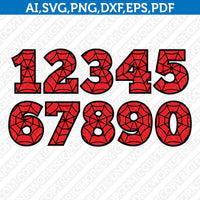 Spiderman Spider Web Numbers SVG Vector Cricut Cut File Clipart Png Eps Dxf