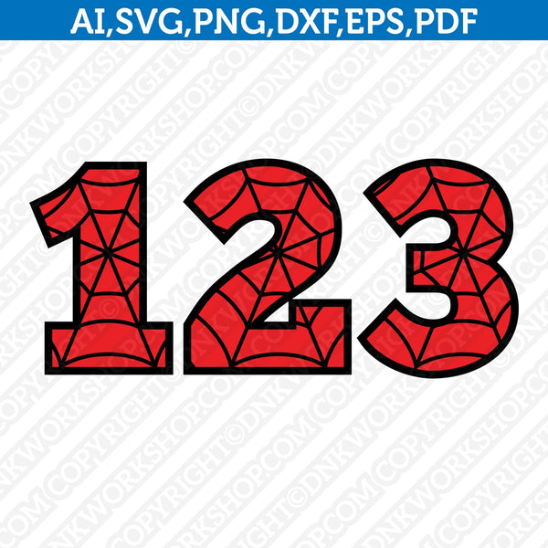 Spiderman Spider Web Numbers SVG Vector Cricut Cut File Clipart Png Eps Dxf