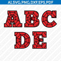 Spiderman Spider Web Font Letters Alphabet SVG Vector Cricut Cut File Birthday Party