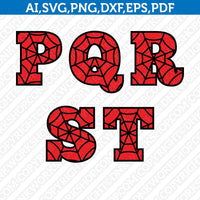 Spiderman Spider Web Font Letters Alphabet SVG Vector Cricut Cut File Birthday Party