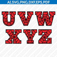 Spiderman Spider Web Font Letters Alphabet SVG Vector Cricut Cut File Birthday Party