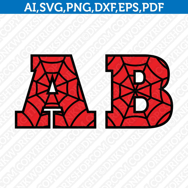 Spiderman Spider Web Font Letters Alphabet SVG Vector Cricut Cut File Birthday Party
