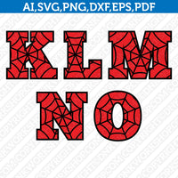 Spiderman Spider Web Font Letters Alphabet SVG Vector Cricut Cut File Birthday Party