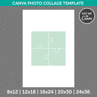 Square Jigsaw Puzzle Photo Collage Template Canva PDF