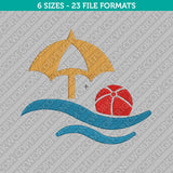 Summer Beach Embroidery Design - 6 Sizes - INSTANT DOWNLOAD
